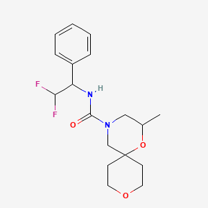 molecular formula C18H24F2N2O3 B7085902 N-(2,2-difluoro-1-phenylethyl)-2-methyl-1,9-dioxa-4-azaspiro[5.5]undecane-4-carboxamide 