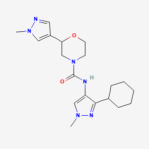 molecular formula C19H28N6O2 B7085937 N-(3-cyclohexyl-1-methylpyrazol-4-yl)-2-(1-methylpyrazol-4-yl)morpholine-4-carboxamide 