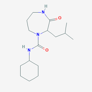 molecular formula C16H29N3O2 B7086269 N-cyclohexyl-2-(2-methylpropyl)-3-oxo-1,4-diazepane-1-carboxamide 