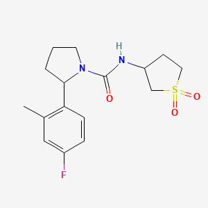 molecular formula C16H21FN2O3S B7086275 N-(1,1-dioxothiolan-3-yl)-2-(4-fluoro-2-methylphenyl)pyrrolidine-1-carboxamide 