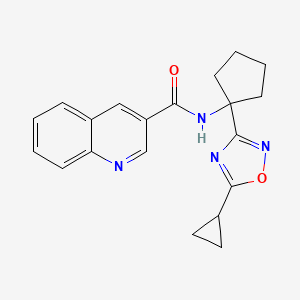 molecular formula C20H20N4O2 B7086281 N-[1-(5-cyclopropyl-1,2,4-oxadiazol-3-yl)cyclopentyl]quinoline-3-carboxamide 