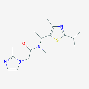 molecular formula C16H24N4OS B7086294 N-methyl-2-(2-methylimidazol-1-yl)-N-[1-(4-methyl-2-propan-2-yl-1,3-thiazol-5-yl)ethyl]acetamide 