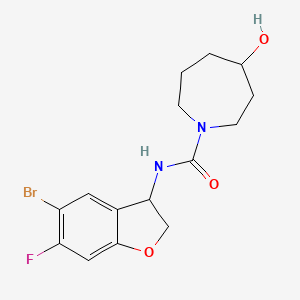 molecular formula C15H18BrFN2O3 B7086345 N-(5-bromo-6-fluoro-2,3-dihydro-1-benzofuran-3-yl)-4-hydroxyazepane-1-carboxamide 