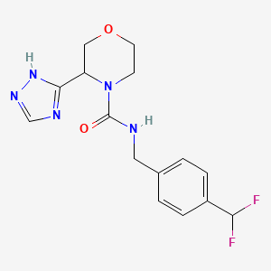 molecular formula C15H17F2N5O2 B7086353 N-[[4-(difluoromethyl)phenyl]methyl]-3-(1H-1,2,4-triazol-5-yl)morpholine-4-carboxamide 