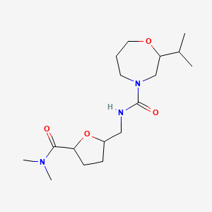 molecular formula C17H31N3O4 B7086372 N-[[5-(dimethylcarbamoyl)oxolan-2-yl]methyl]-2-propan-2-yl-1,4-oxazepane-4-carboxamide 