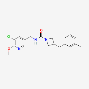 molecular formula C19H22ClN3O2 B7086408 N-[(5-chloro-6-methoxypyridin-3-yl)methyl]-3-[(3-methylphenyl)methyl]azetidine-1-carboxamide 