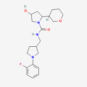 molecular formula C21H30FN3O3 B7086414 N-[[1-(2-fluorophenyl)pyrrolidin-3-yl]methyl]-4-hydroxy-2-(oxan-3-yl)pyrrolidine-1-carboxamide 
