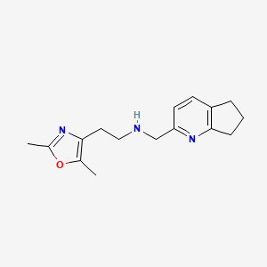 molecular formula C16H21N3O B7086431 N-(6,7-dihydro-5H-cyclopenta[b]pyridin-2-ylmethyl)-2-(2,5-dimethyl-1,3-oxazol-4-yl)ethanamine 