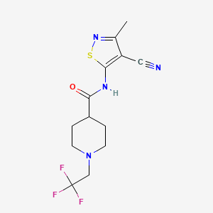molecular formula C13H15F3N4OS B7086498 N-(4-cyano-3-methyl-1,2-thiazol-5-yl)-1-(2,2,2-trifluoroethyl)piperidine-4-carboxamide 