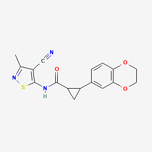 molecular formula C17H15N3O3S B7086506 N-(4-cyano-3-methyl-1,2-thiazol-5-yl)-2-(2,3-dihydro-1,4-benzodioxin-6-yl)cyclopropane-1-carboxamide 