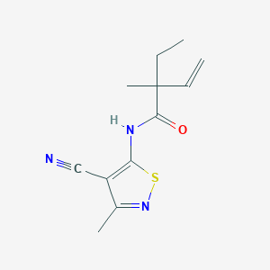 molecular formula C12H15N3OS B7086528 N-(4-cyano-3-methyl-1,2-thiazol-5-yl)-2-ethyl-2-methylbut-3-enamide 