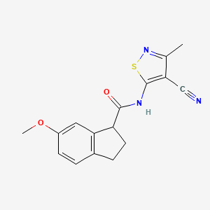 molecular formula C16H15N3O2S B7086540 N-(4-cyano-3-methyl-1,2-thiazol-5-yl)-6-methoxy-2,3-dihydro-1H-indene-1-carboxamide 