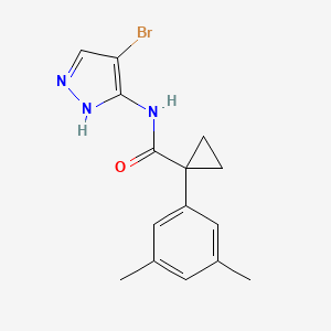 molecular formula C15H16BrN3O B7086682 N-(4-bromo-1H-pyrazol-5-yl)-1-(3,5-dimethylphenyl)cyclopropane-1-carboxamide 