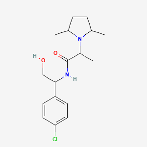 molecular formula C17H25ClN2O2 B7086687 N-[1-(4-chlorophenyl)-2-hydroxyethyl]-2-(2,5-dimethylpyrrolidin-1-yl)propanamide 