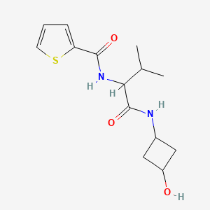molecular formula C14H20N2O3S B7086701 N-[1-[(3-hydroxycyclobutyl)amino]-3-methyl-1-oxobutan-2-yl]thiophene-2-carboxamide 