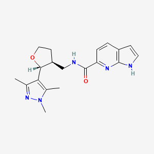 molecular formula C19H23N5O2 B7086711 N-[[(2R,3S)-2-(1,3,5-trimethylpyrazol-4-yl)oxolan-3-yl]methyl]-1H-pyrrolo[2,3-b]pyridine-6-carboxamide 