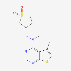 molecular formula C13H17N3O2S2 B7086870 N-[(1,1-dioxothiolan-3-yl)methyl]-N,5-dimethylthieno[2,3-d]pyrimidin-4-amine 