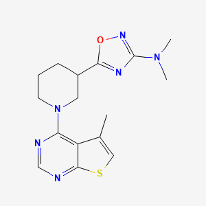 molecular formula C16H20N6OS B7086916 N,N-dimethyl-5-[1-(5-methylthieno[2,3-d]pyrimidin-4-yl)piperidin-3-yl]-1,2,4-oxadiazol-3-amine 