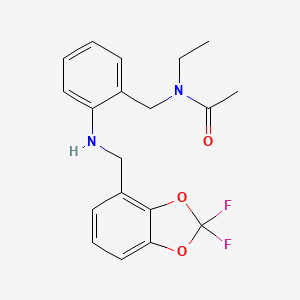 molecular formula C19H20F2N2O3 B7087096 N-[[2-[(2,2-difluoro-1,3-benzodioxol-4-yl)methylamino]phenyl]methyl]-N-ethylacetamide 