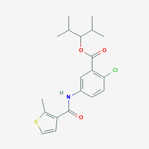 Benzoic acid, 2-chloro-5-(((2-methyl-3-thienyl)carbonyl)amino)-, 2-methyl-1-(1-methylethyl)propyl ester