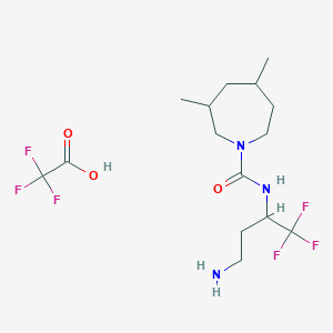 molecular formula C15H25F6N3O3 B7087216 N-(4-amino-1,1,1-trifluorobutan-2-yl)-3,5-dimethylazepane-1-carboxamide;2,2,2-trifluoroacetic acid 