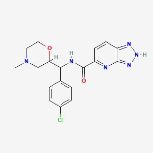 molecular formula C18H19ClN6O2 B7087238 N-[(4-chlorophenyl)-(4-methylmorpholin-2-yl)methyl]-2H-triazolo[4,5-b]pyridine-5-carboxamide 