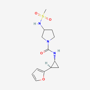 molecular formula C13H19N3O4S B7087364 N-[(1R,2R)-2-(furan-2-yl)cyclopropyl]-3-(methanesulfonamido)pyrrolidine-1-carboxamide 