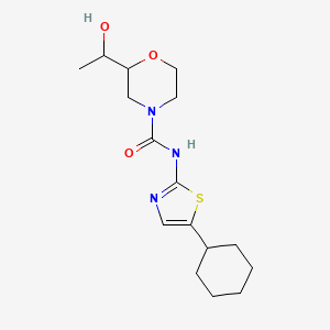 molecular formula C16H25N3O3S B7087366 N-(5-cyclohexyl-1,3-thiazol-2-yl)-2-(1-hydroxyethyl)morpholine-4-carboxamide 