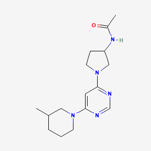molecular formula C16H25N5O B7087690 N-[1-[6-(3-methylpiperidin-1-yl)pyrimidin-4-yl]pyrrolidin-3-yl]acetamide 
