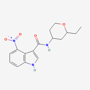 molecular formula C16H19N3O4 B7087773 N-(2-ethyloxan-4-yl)-4-nitro-1H-indole-3-carboxamide 