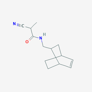 molecular formula C13H18N2O B7087775 N-(2-bicyclo[2.2.2]oct-5-enylmethyl)-2-cyanopropanamide 
