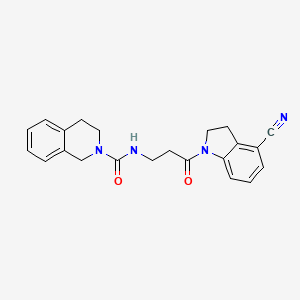 molecular formula C22H22N4O2 B7087789 N-[3-(4-cyano-2,3-dihydroindol-1-yl)-3-oxopropyl]-3,4-dihydro-1H-isoquinoline-2-carboxamide 