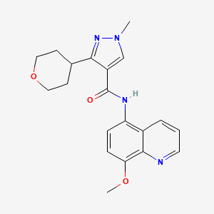 molecular formula C20H22N4O3 B7088078 N-(8-methoxyquinolin-5-yl)-1-methyl-3-(oxan-4-yl)pyrazole-4-carboxamide 