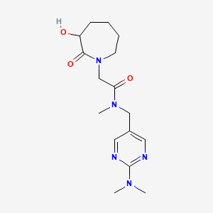 molecular formula C16H25N5O3 B7088080 N-[[2-(dimethylamino)pyrimidin-5-yl]methyl]-2-(3-hydroxy-2-oxoazepan-1-yl)-N-methylacetamide 