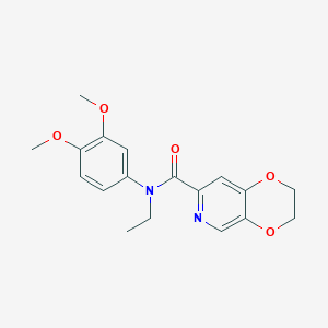 molecular formula C18H20N2O5 B7088095 N-(3,4-dimethoxyphenyl)-N-ethyl-2,3-dihydro-[1,4]dioxino[2,3-c]pyridine-7-carboxamide 