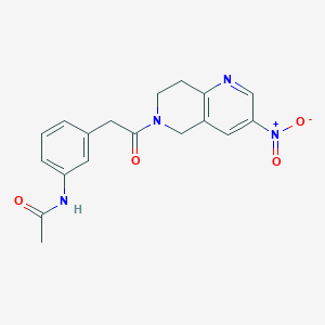 molecular formula C18H18N4O4 B7088129 N-[3-[2-(3-nitro-7,8-dihydro-5H-1,6-naphthyridin-6-yl)-2-oxoethyl]phenyl]acetamide 