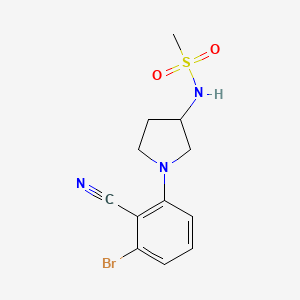 molecular formula C12H14BrN3O2S B7088194 N-[1-(3-bromo-2-cyanophenyl)pyrrolidin-3-yl]methanesulfonamide 