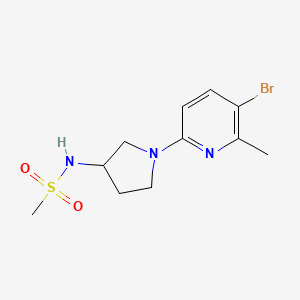 molecular formula C11H16BrN3O2S B7088198 N-[1-(5-bromo-6-methylpyridin-2-yl)pyrrolidin-3-yl]methanesulfonamide 