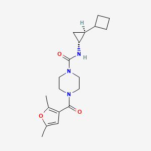 molecular formula C19H27N3O3 B7088300 N-[(1R,2S)-2-cyclobutylcyclopropyl]-4-(2,5-dimethylfuran-3-carbonyl)piperazine-1-carboxamide 
