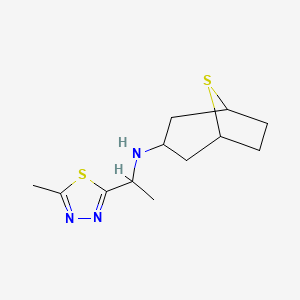 molecular formula C12H19N3S2 B7088349 N-[1-(5-methyl-1,3,4-thiadiazol-2-yl)ethyl]-8-thiabicyclo[3.2.1]octan-3-amine 