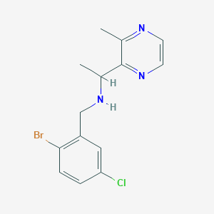 molecular formula C14H15BrClN3 B7088597 N-[(2-bromo-5-chlorophenyl)methyl]-1-(3-methylpyrazin-2-yl)ethanamine 