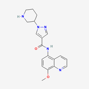 molecular formula C19H21N5O2 B7088815 N-(8-methoxyquinolin-5-yl)-1-piperidin-3-ylpyrazole-4-carboxamide 