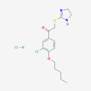 molecular formula C16H22Cl2N2O2S B070889 Ethanone, 1-(3-chloro-4-(pentyloxy)phenyl)-2-((4,5-dihydro-1H-imidazol-2-yl)thio)-, monohydrochloride CAS No. 160518-37-6