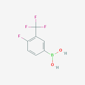 molecular formula C7H5BF4O2 B070890 4-Fluoro-3-(trifluoromethyl)phenylboronic acid CAS No. 182344-23-6