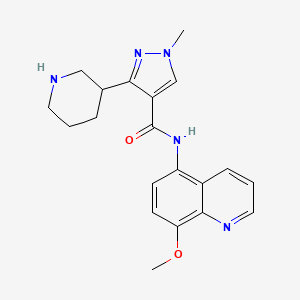 molecular formula C20H23N5O2 B7089243 N-(8-methoxyquinolin-5-yl)-1-methyl-3-piperidin-3-ylpyrazole-4-carboxamide 
