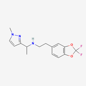 molecular formula C15H17F2N3O2 B7089757 N-[2-(2,2-difluoro-1,3-benzodioxol-5-yl)ethyl]-1-(1-methylpyrazol-3-yl)ethanamine 