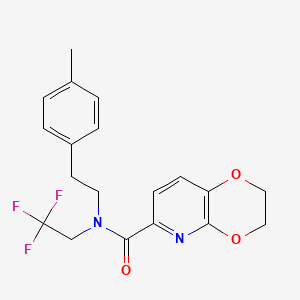 molecular formula C19H19F3N2O3 B7090013 N-[2-(4-methylphenyl)ethyl]-N-(2,2,2-trifluoroethyl)-2,3-dihydro-[1,4]dioxino[2,3-b]pyridine-6-carboxamide 