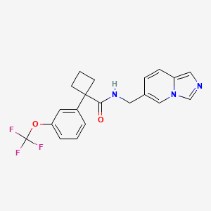 molecular formula C20H18F3N3O2 B7090047 N-(imidazo[1,5-a]pyridin-6-ylmethyl)-1-[3-(trifluoromethoxy)phenyl]cyclobutane-1-carboxamide 