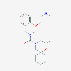 molecular formula C22H35N3O3 B7090067 N-[[2-[2-(dimethylamino)ethoxy]phenyl]methyl]-2-methyl-1-oxa-4-azaspiro[5.5]undecane-4-carboxamide 