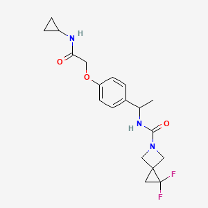 molecular formula C19H23F2N3O3 B7090084 N-[1-[4-[2-(cyclopropylamino)-2-oxoethoxy]phenyl]ethyl]-2,2-difluoro-5-azaspiro[2.3]hexane-5-carboxamide 